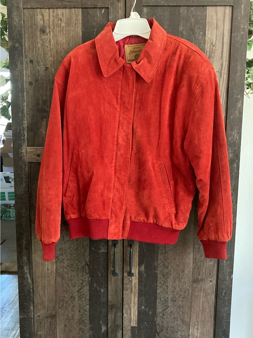 St. John's Bay Red Suede Bomber Jacket